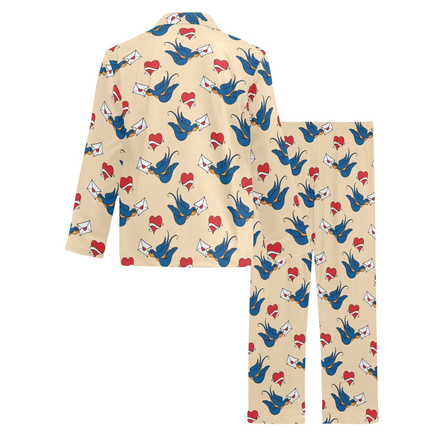 Swallow Bird Pattern Print Design 05 Men's Long Pajama Set