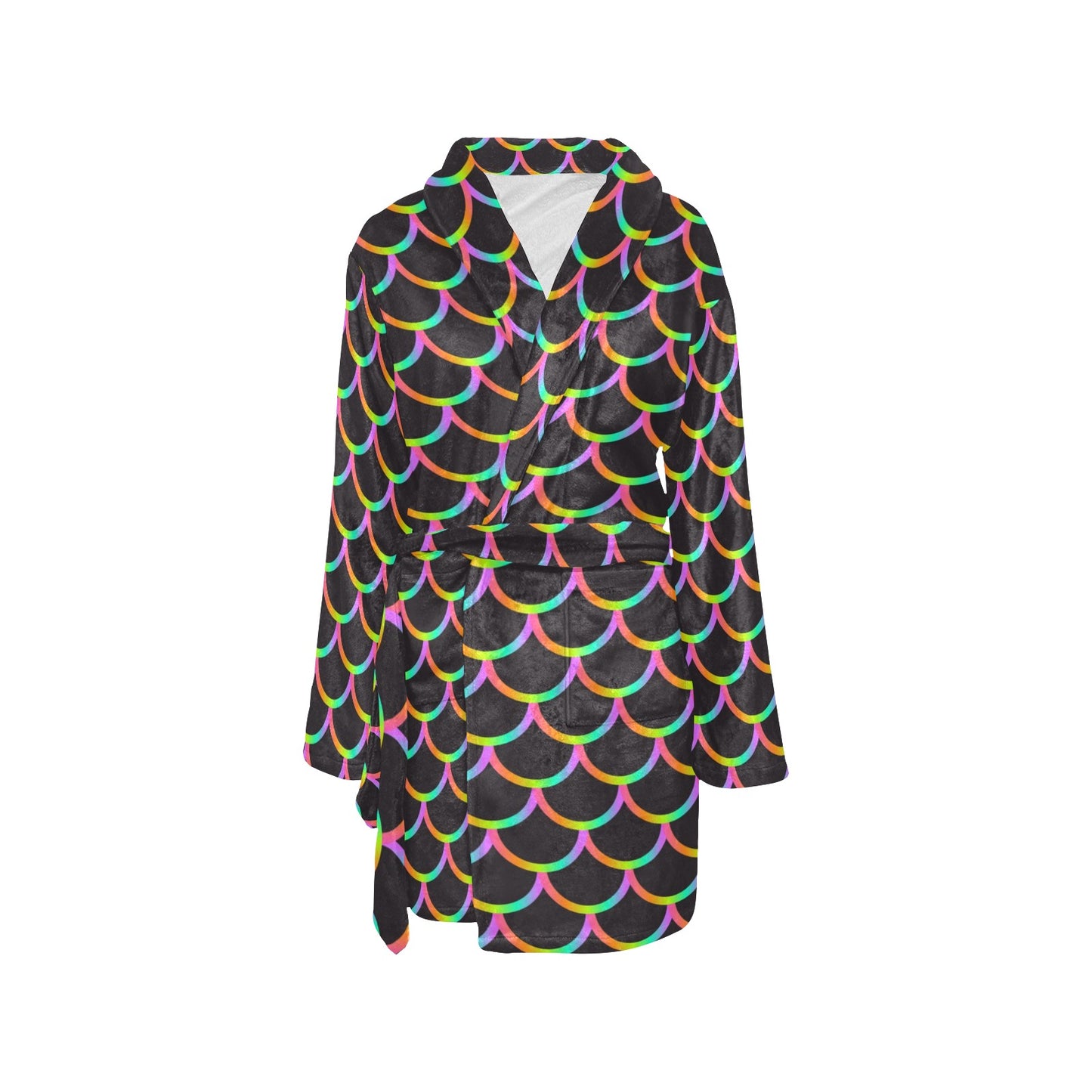 Mermaid Tail Rainbow Design Print Women's Fleece Robe