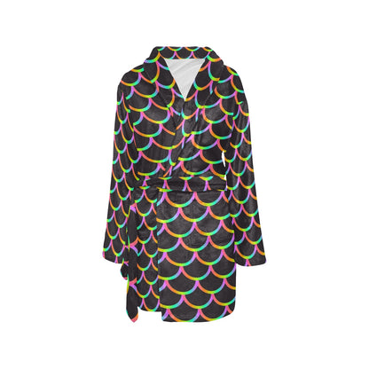 Mermaid Tail Rainbow Design Print Women's Fleece Robe