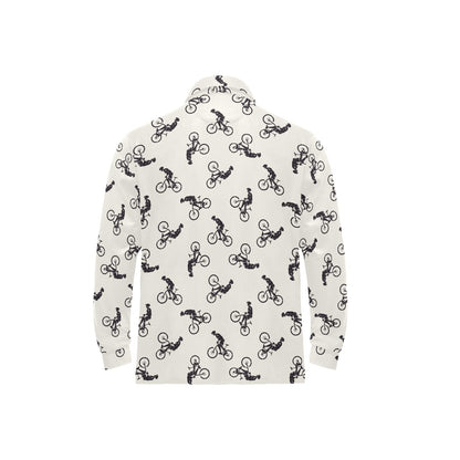 Mountain bike Pattern Print Design 01 Long Sleeve Polo Shirt For Men's