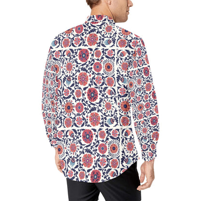 Suzani Print Design LKS304 Men's Long Sleeve Dress Shirt