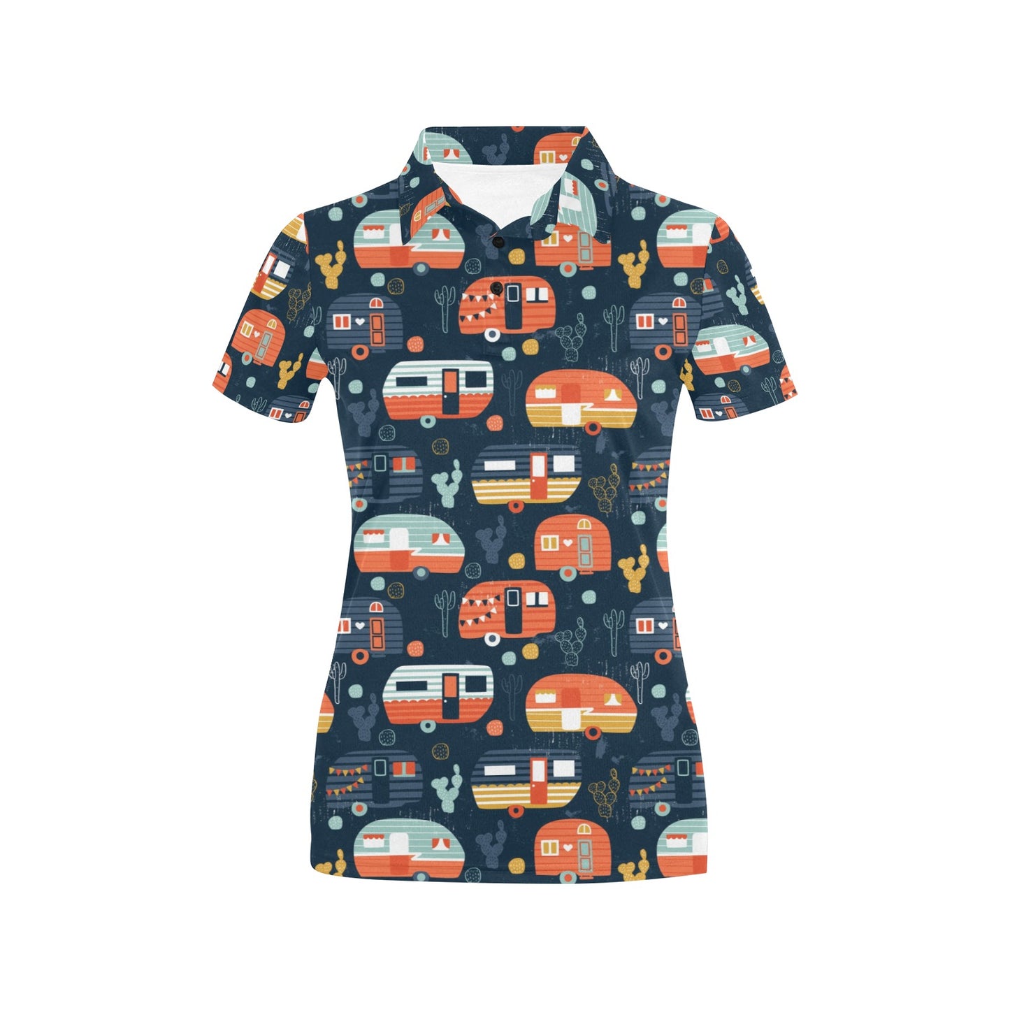 Camper Caravan Print Pattern Women's Polo Shirt