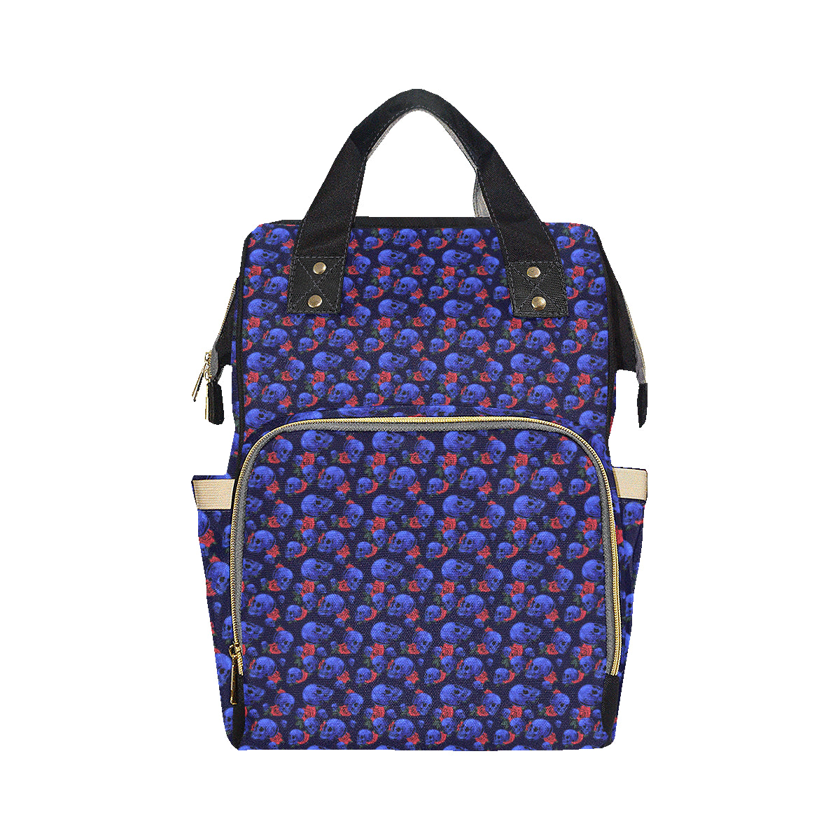 Skull Roses Neon Design Themed Print Diaper Bag Backpack