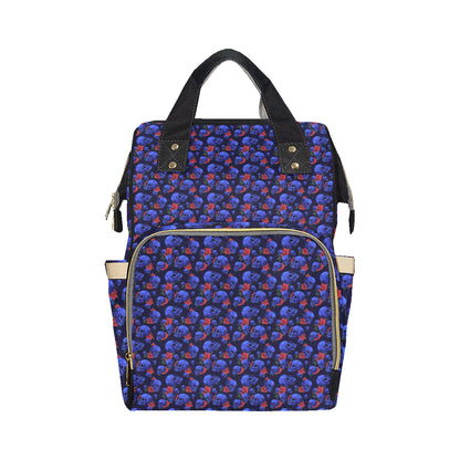 Skull Roses Neon Design Themed Print Diaper Bag Backpack