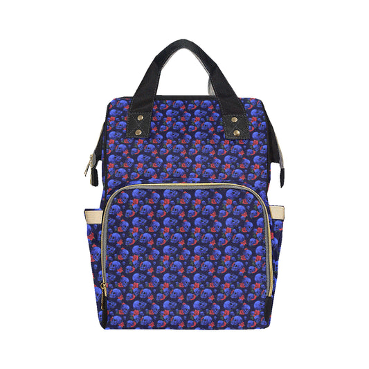 Skull Roses Neon Design Themed Print Diaper Bag Backpack