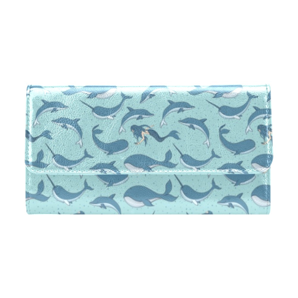 Narwhal Themed Print Women's Trifold Wallet