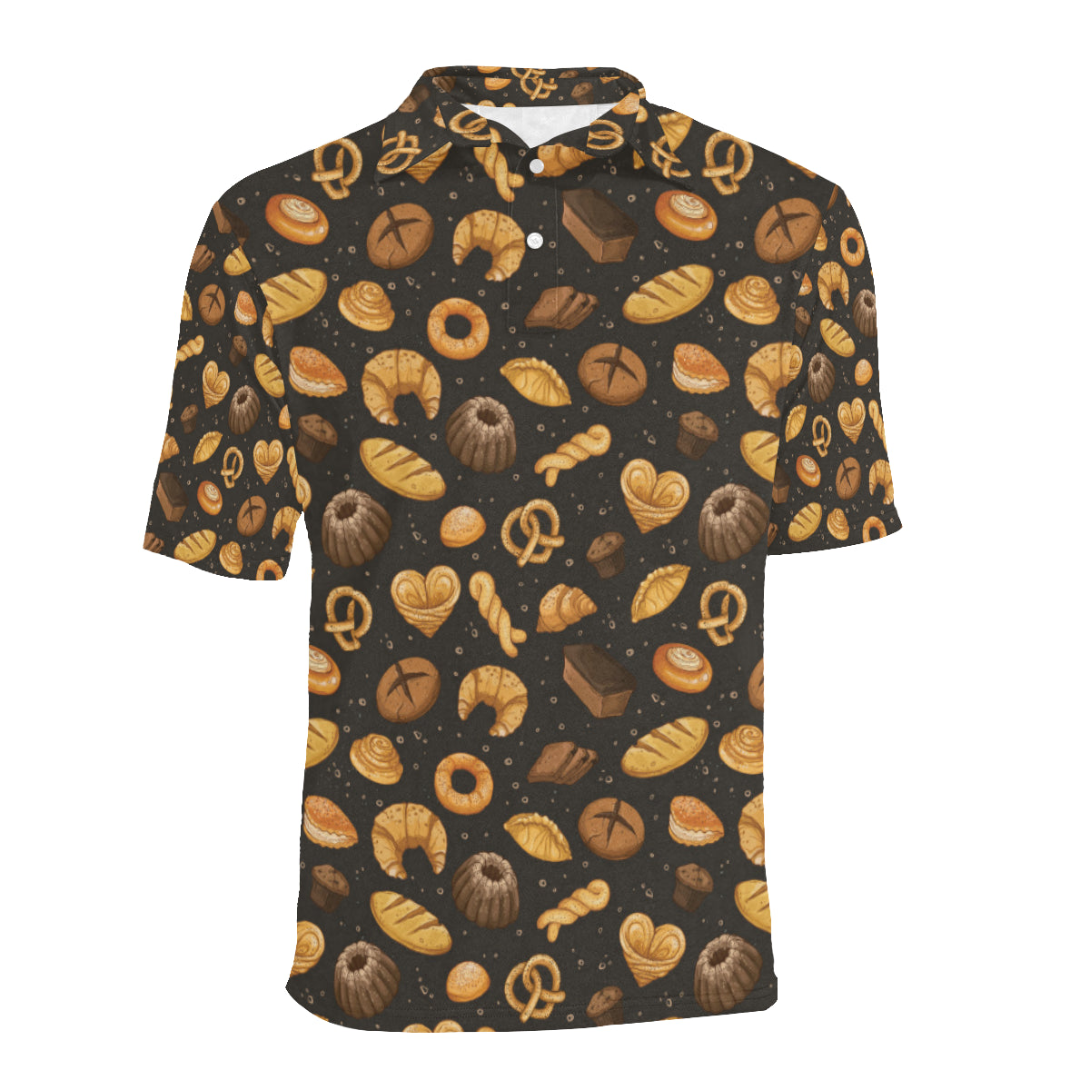 Bread Pattern Print Design 05 Men Polo Shirt