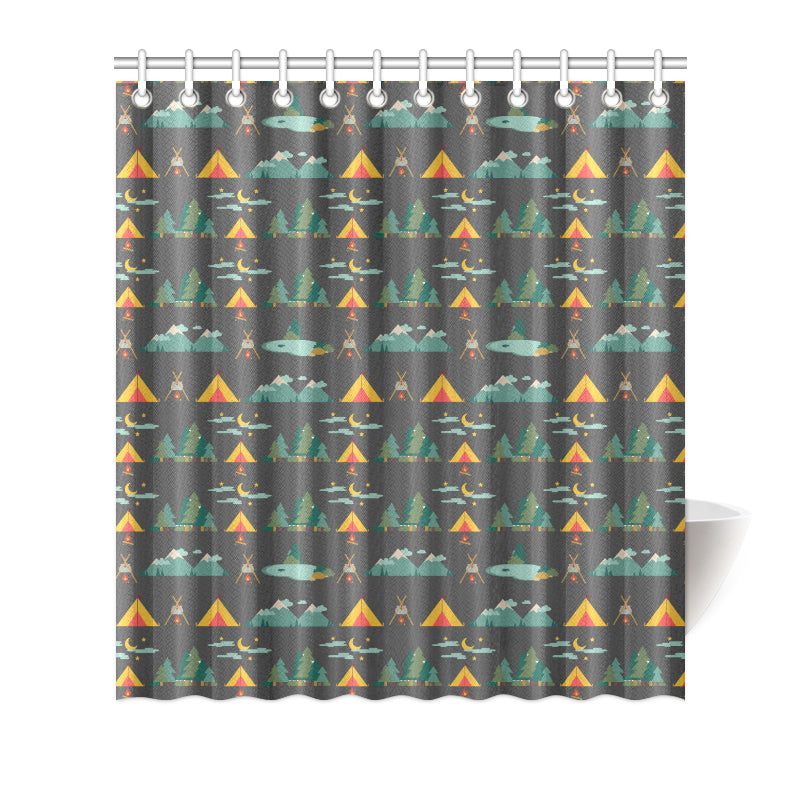 Camping Tent Pattern Print Design 03 Shower Curtain