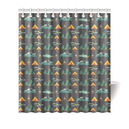 Camping Tent Pattern Print Design 03 Shower Curtain
