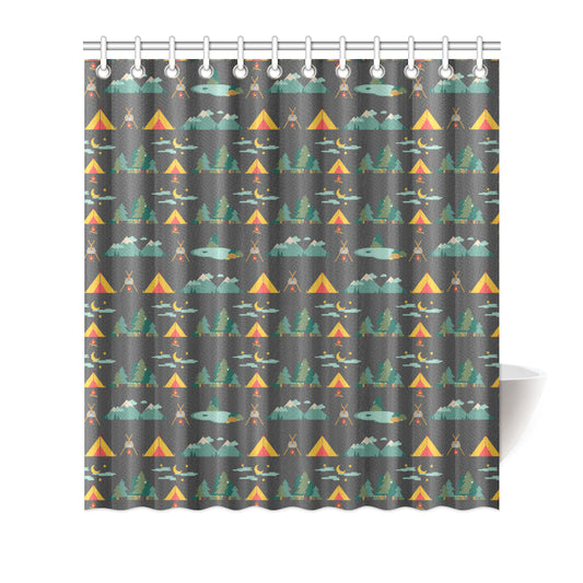 Camping Tent Pattern Print Design 03 Shower Curtain