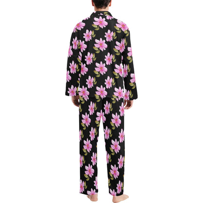 Magnolia Pattern Print Design MAG06 Men's Long Pajama Set