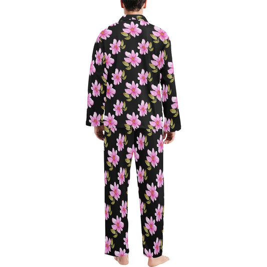 Magnolia Pattern Print Design MAG06 Men's Long Pajama Set