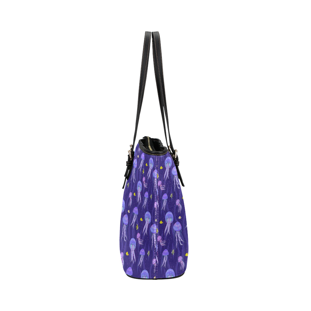 Jellyfish Style Print Leather Tote Bag
