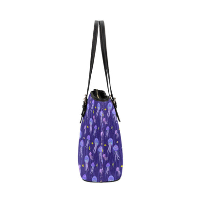 Jellyfish Style Print Leather Tote Bag