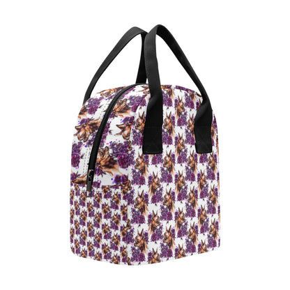 Chihuahua Purple Floral Insulated Lunch Bag