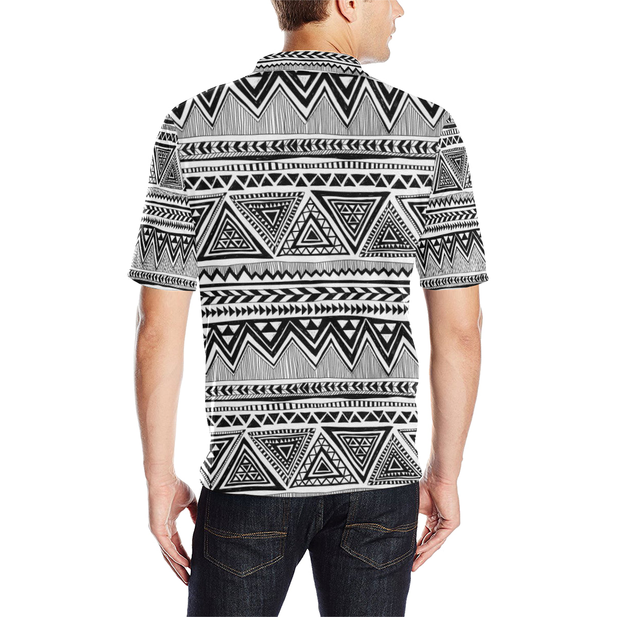Draw Tribal Aztec Men Polo Shirt