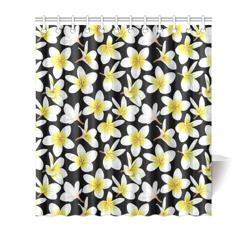 Yellow Plumeria Hawaiian Flowers Shower Curtain