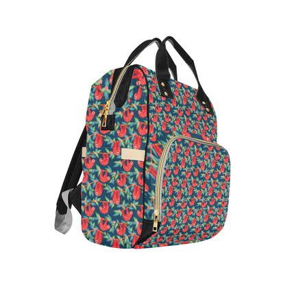 Sloth Red Design Themed Print Diaper Bag Backpack