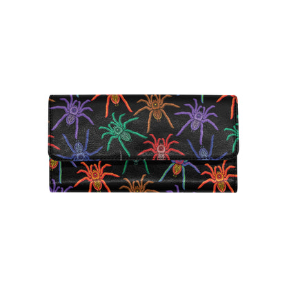 Tarantula Neon Color Pattern Print Design 03 Women's Trifold Wallet