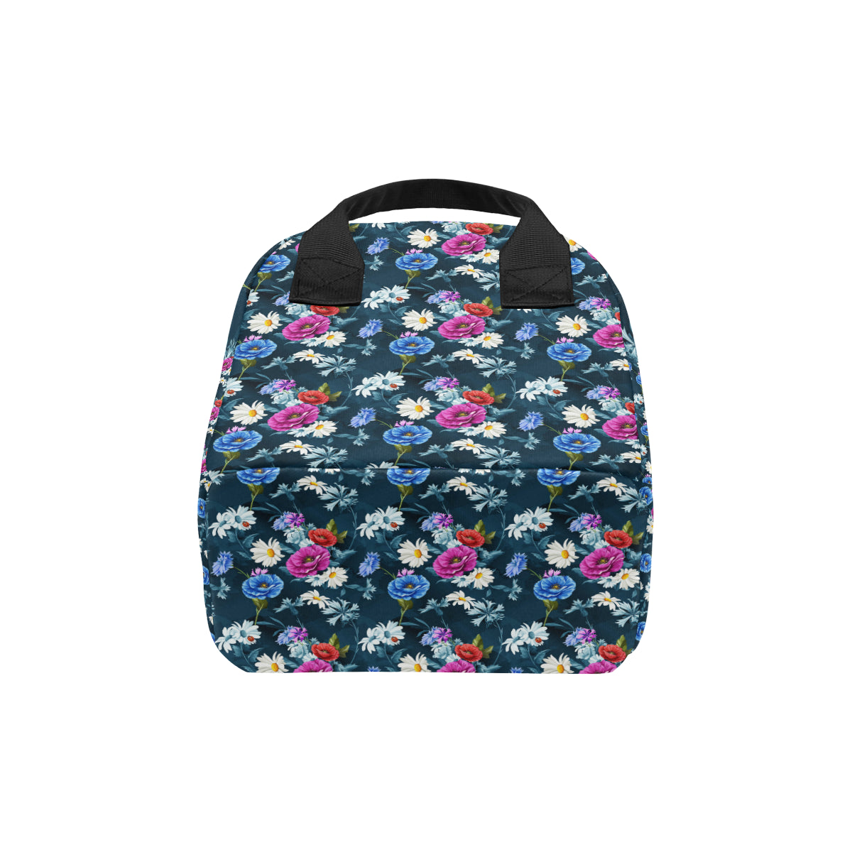 Floral Blue Themed Print Insulated Lunch Bag