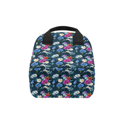 Floral Blue Themed Print Insulated Lunch Bag