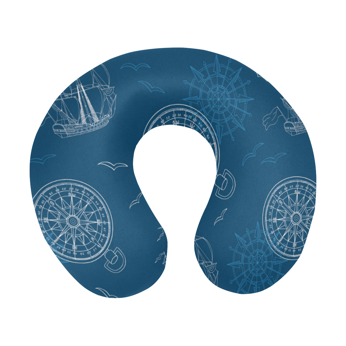 Nautical Pattern Print Design A04 U-Shaped Travel Neck Pillow