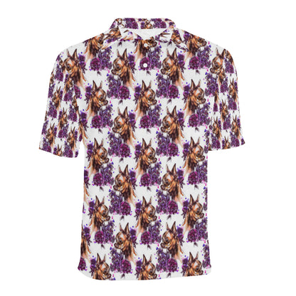 Chihuahua Purple Floral Men Polo Shirt
