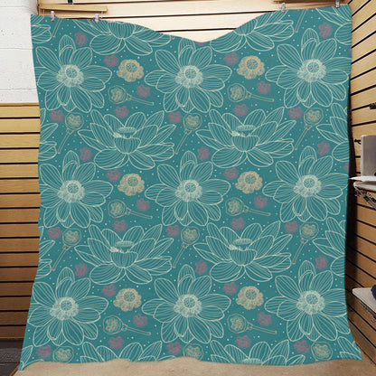 Lotus Pattern Print Design 01 Premium Quilt
