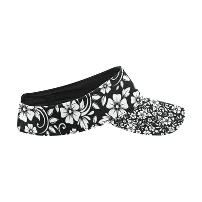 Floral Black White Themed Print Unisex Sun Visor