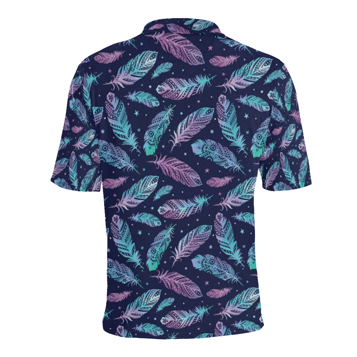 Feather Aztec Design Print Men Polo Shirt