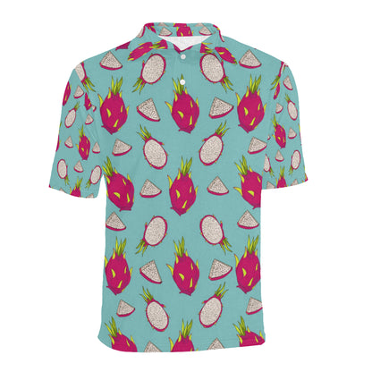 Dragonfruit Pattern Print Design DF01 Men Polo Shirt