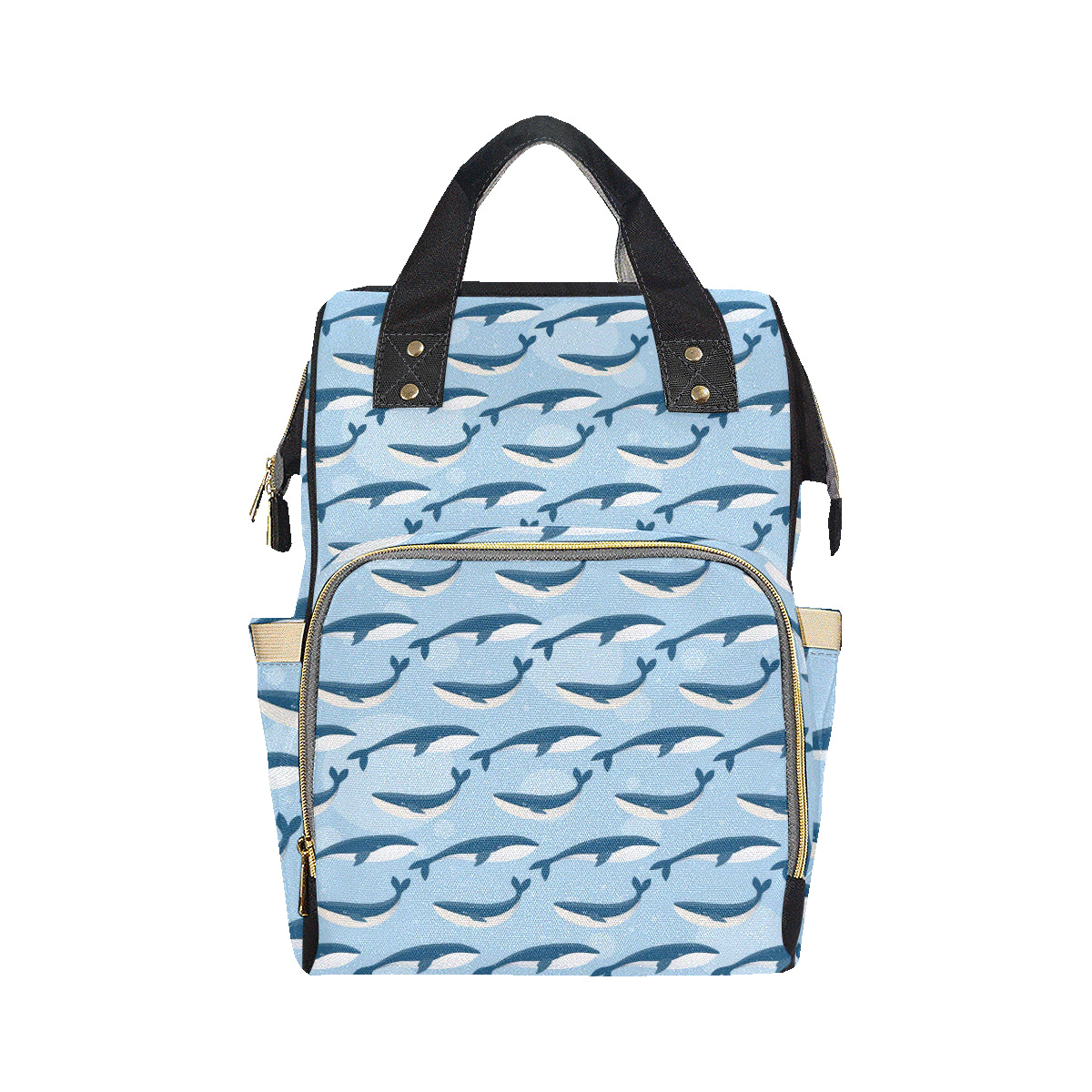 Blue Whale Pattern Print Design 02 Diaper Bag Backpack