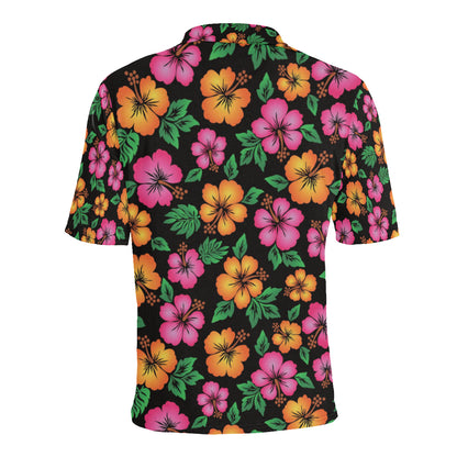 Hibiscus Pattern Print Design HB029 Men Polo Shirt