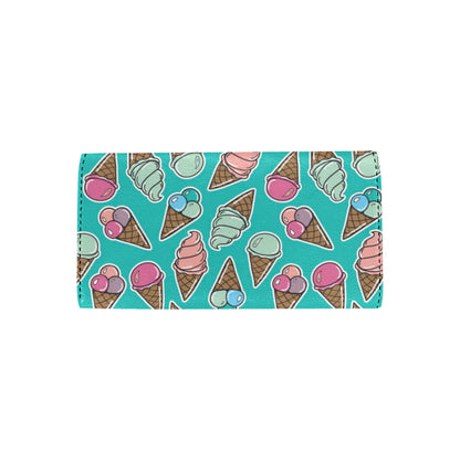 Ice Cream Pattern Print Design IC01 Women's Trifold Wallet