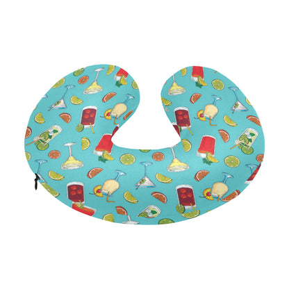 Cocktail Pattern Print Design 05 U-Shaped Travel Neck Pillow