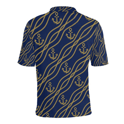 Nautical Anchor Rope  Pattern Men Polo Shirt