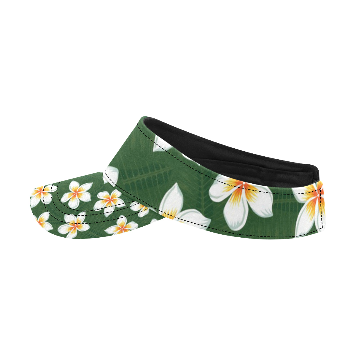 White Plumeria Pattern Print Design PM020 Unisex Sun Visor
