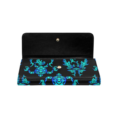 Sea turtle Polynesian Tribal Hawaiian Women's Trifold Wallet