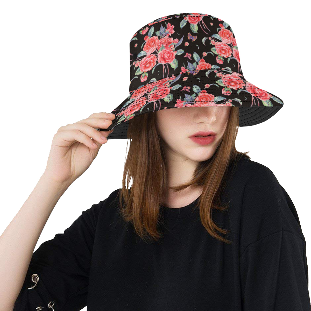 Camellia Pattern Print Design CM03 Unisex Bucket Hat
