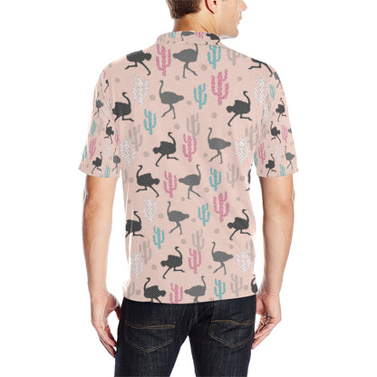 Ostrich Pattern Print Design 03 Men Polo Shirt