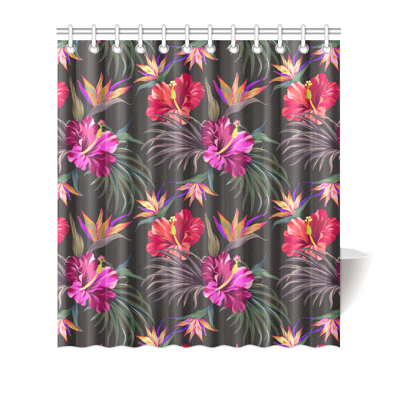 Hibiscus Pattern Print Design HB014 Shower Curtain
