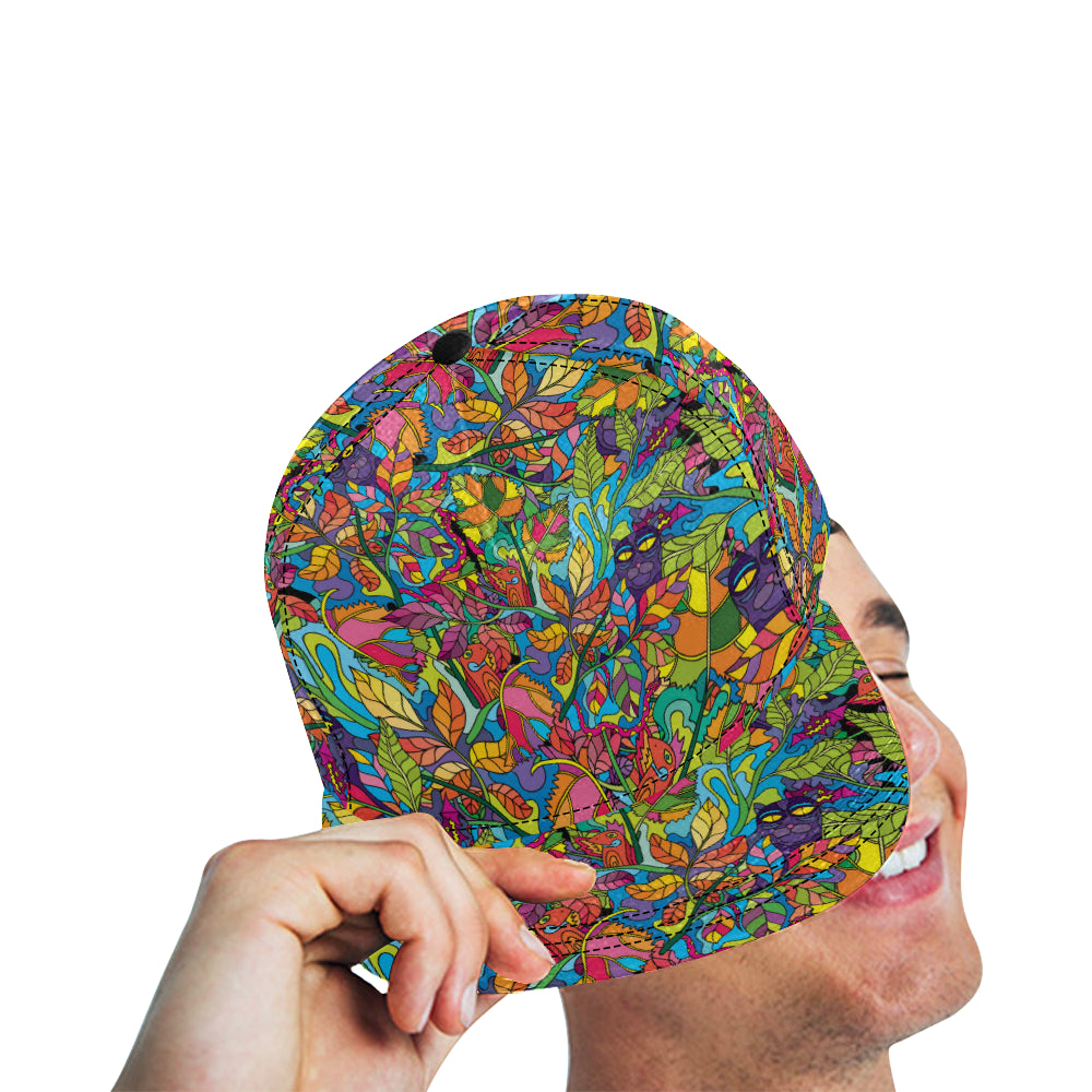 Psychedelic Trippy Flower Print Snapback Cap