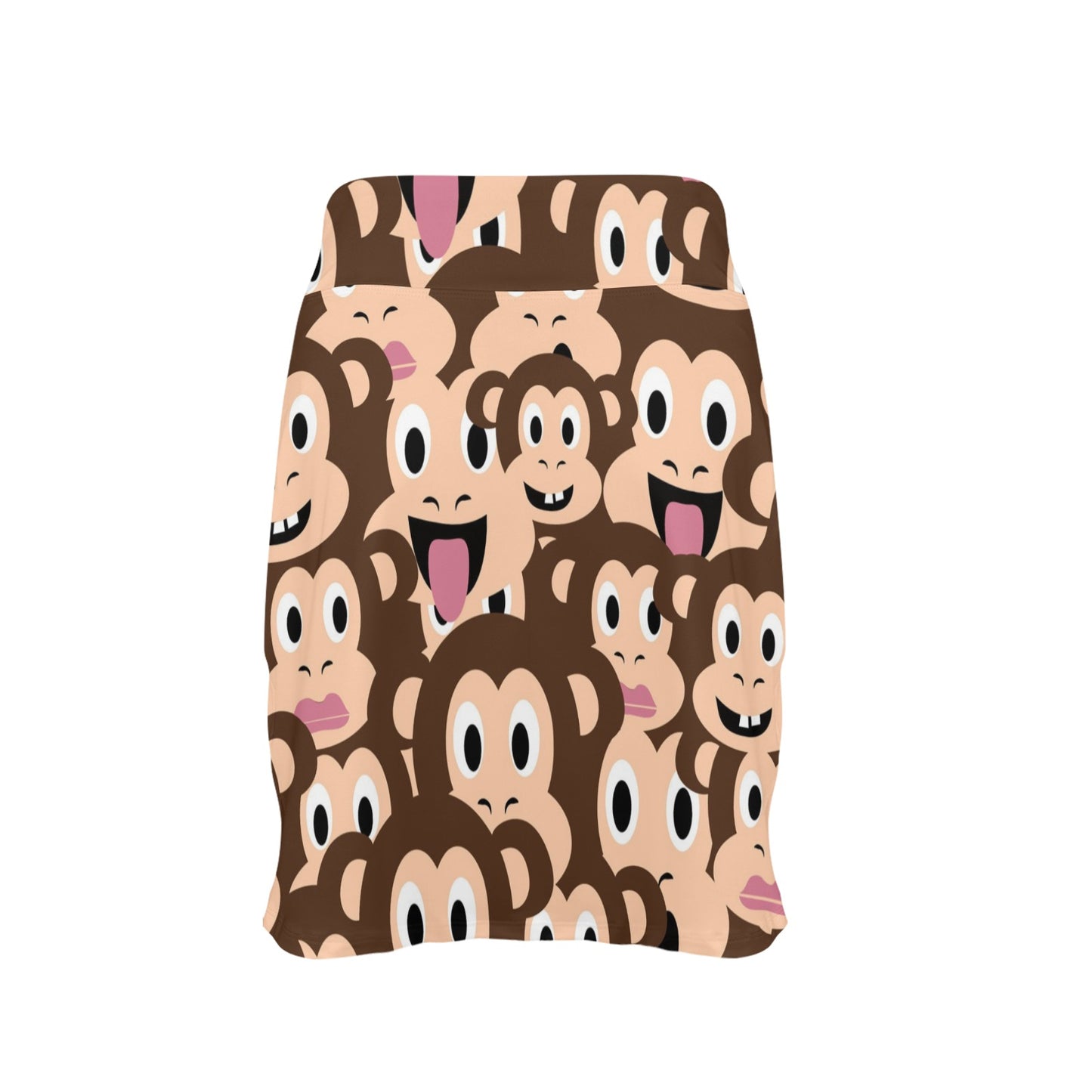 Emoji Monkey Print Pattern Women's Golf Skirt with Pocket
