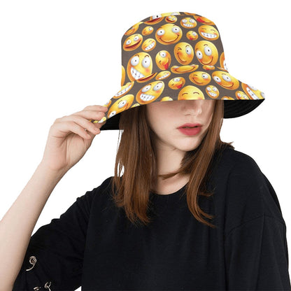 Smiley Face Emoji Print Design LKS303 Unisex Bucket Hat