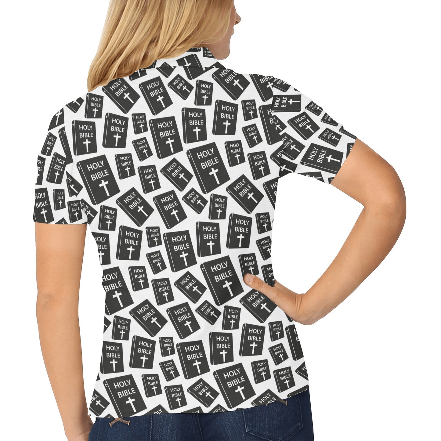 Christian Holy Bible Book Pattern Women's Polo Shirt
