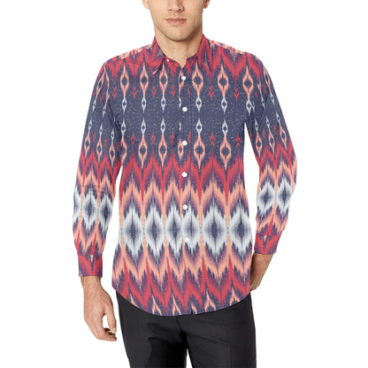 Ikat Print Design LKS401 Men's Long Sleeve Dress Shirt