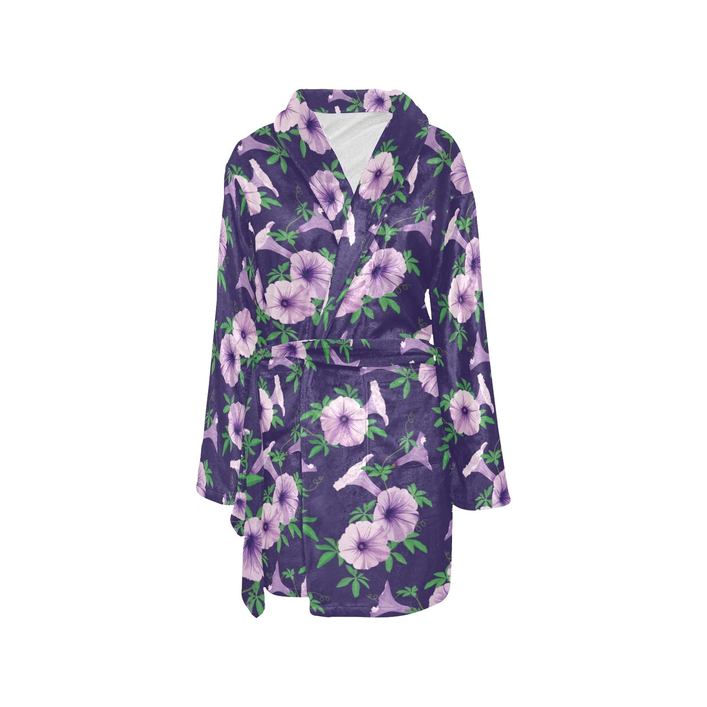Morning Glory Pattern Print Design MG01 Women's Fleece Robe
