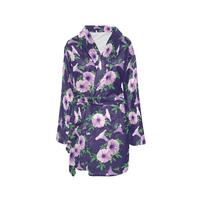 Morning Glory Pattern Print Design MG01 Women's Fleece Robe