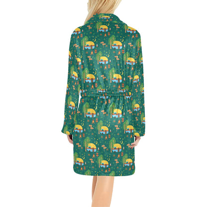 Camping Camper Pattern Print Design 06 Women's Fleece Robe