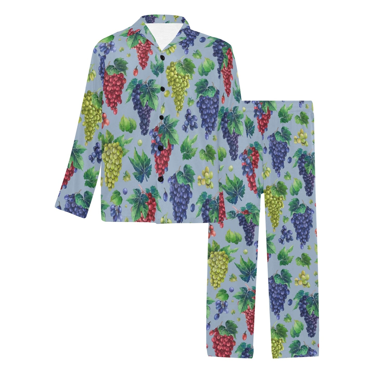 Grape Pattern Print Design GP06 Men's Long Pajama Set